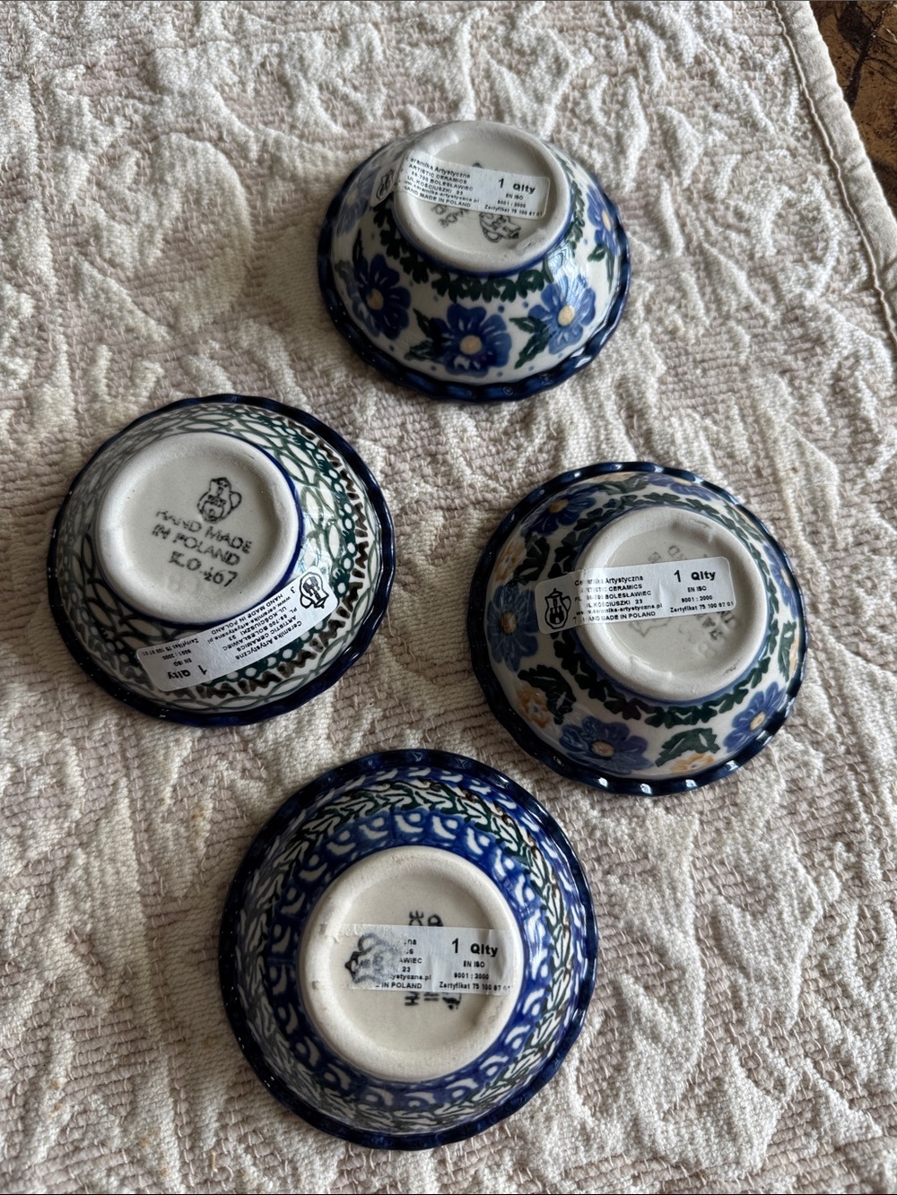 Polish Stoneware Unikat 190. small fluted spice Bowls set of (4). - Picture 2 of 6